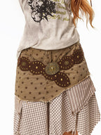 sugartiger Caramel Leopard Studded Tribal Oval Plate Wide Women's Belts