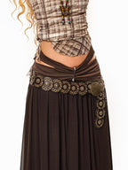 sugartiger Caramel Leopard Studded Western Spliced Pendant Women's Alloy Belts