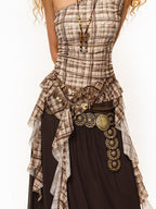 sugartiger Caramel Leopard Studded Western Spliced Pendant Women's Alloy Belts