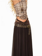 sugartiger Caramel Leopard Studded Western Spliced Pendant Women's Alloy Belts