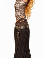 sugartiger Caramel Leopard Studded Western Spliced Pendant Women's Alloy Belts