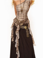 sugartiger Caramel Leopard Studded Western Spliced Pendant Women's Alloy Belts