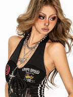 sugartiger Caramel Leopard Subculture Cross Heavy Embellished Y2k Women's Silver Necklaces