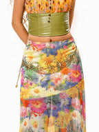 sugartiger Caramel Leopard Sunflower Chain Vintage Women's Metal Glossy Belts