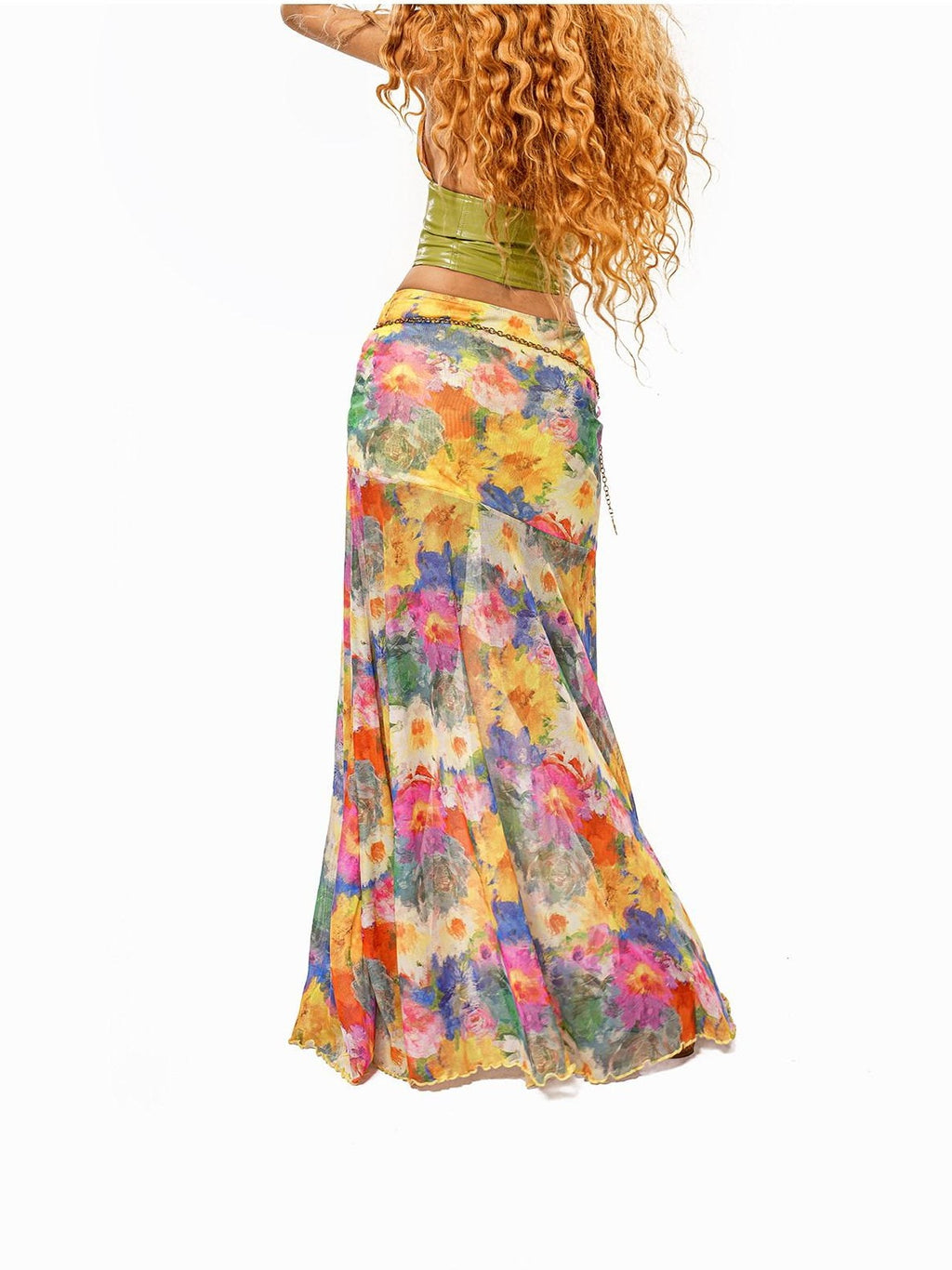 sugartiger Caramel Leopard Sunflower Chain Vintage Women's Metal Glossy Belts