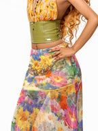 sugartiger Caramel Leopard Sunflower Chain Vintage Women's Metal Glossy Belts