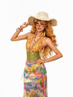 sugartiger Caramel Leopard Tassel Handwoven Wide Brim Women's Raffia Straw Sun Hats
