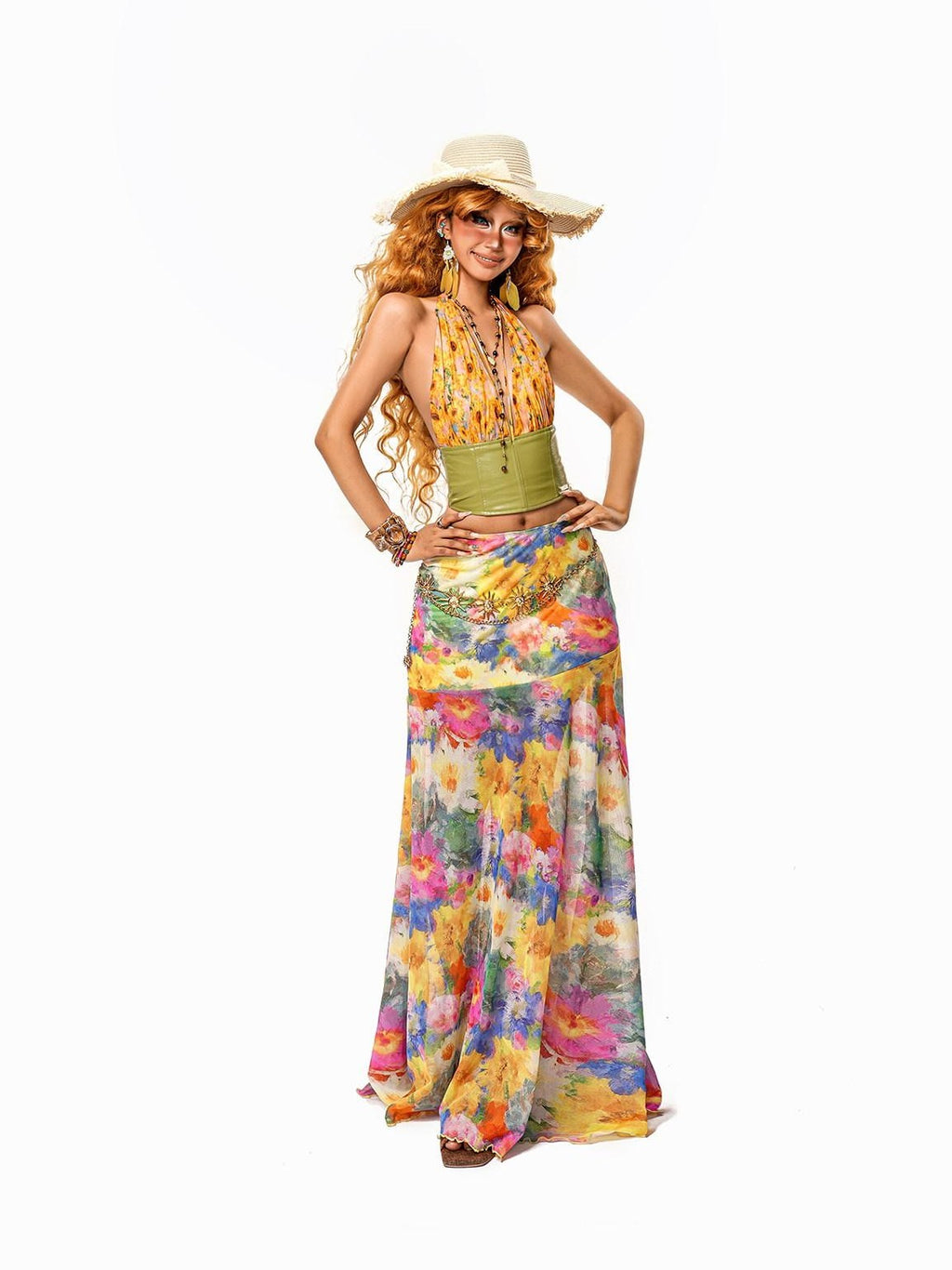 sugartiger Caramel Leopard Tassel Handwoven Wide Brim Women's Raffia Straw Sun Hats