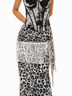 sugartiger Caramel Leopard Tassel Sequin Patchwork Triangle Women's Other Material Belts