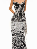 sugartiger Caramel Leopard Tassel Sequin Patchwork Triangle Women's Other Material Belts