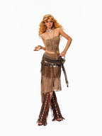 sugartiger Caramel Leopard Tribal Tassel Patchwork Bellychain Women's Bronze Belts