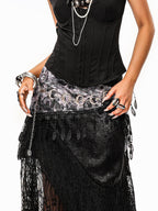 sugartiger Caramel Leopard Vintage Crescent Waist Chain Y2k Women's Glossy Metal Belts