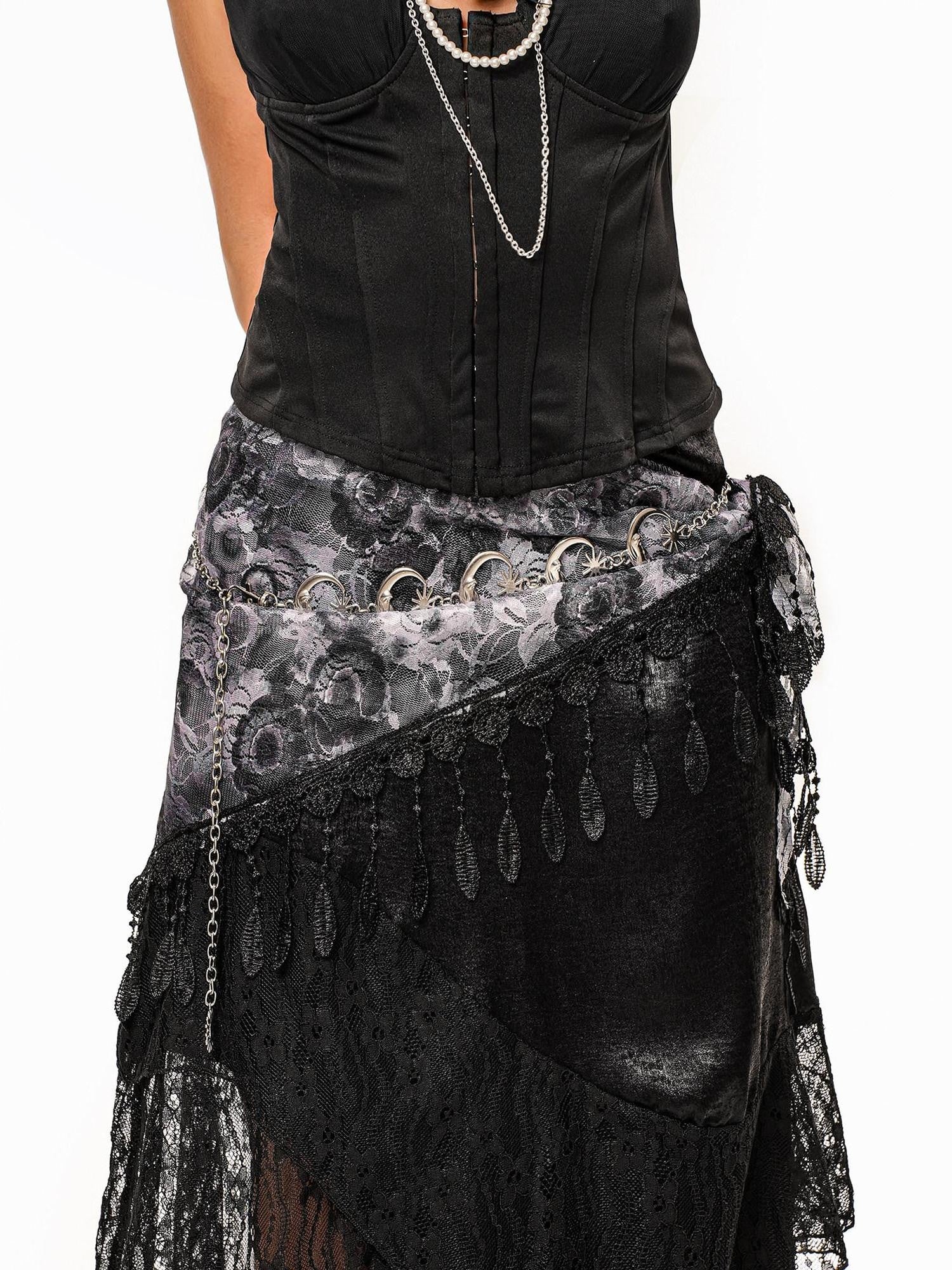 sugartiger Caramel Leopard Vintage Crescent Waist Chain Y2k Women's Glossy Metal Belts