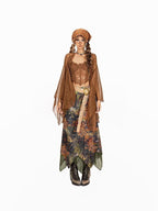 sugartiger Caramel Leopard Vintage Ditsy Floral Women's Rectangular Printed Headdresses