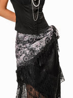 sugartiger Caramel Leopard Vintage Floral Tassel Triangle Tie Women's Clothing Accessories