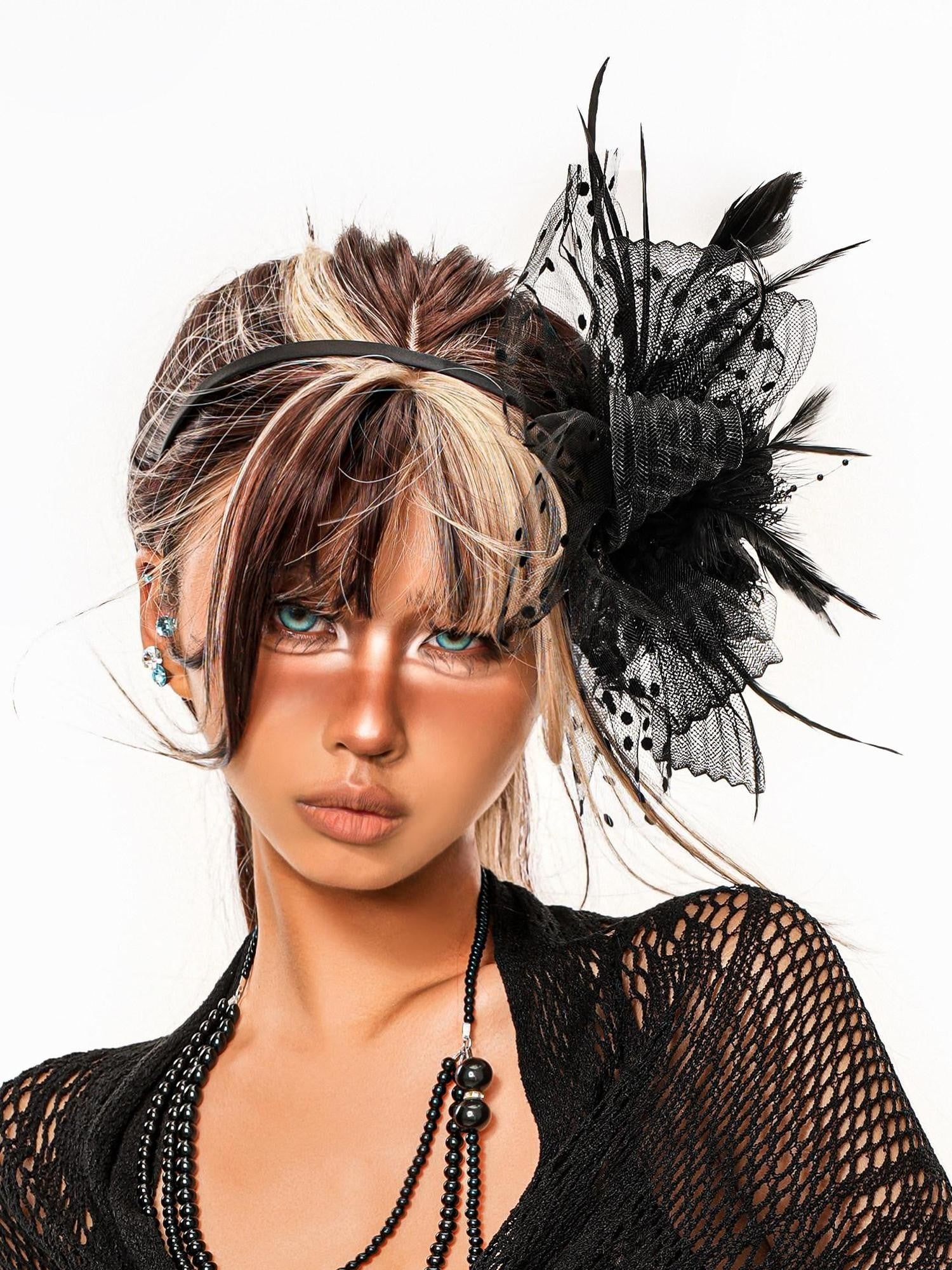 sugartiger Caramel Leopard Vintage Gothic Handmade Women's Feather Headdresses