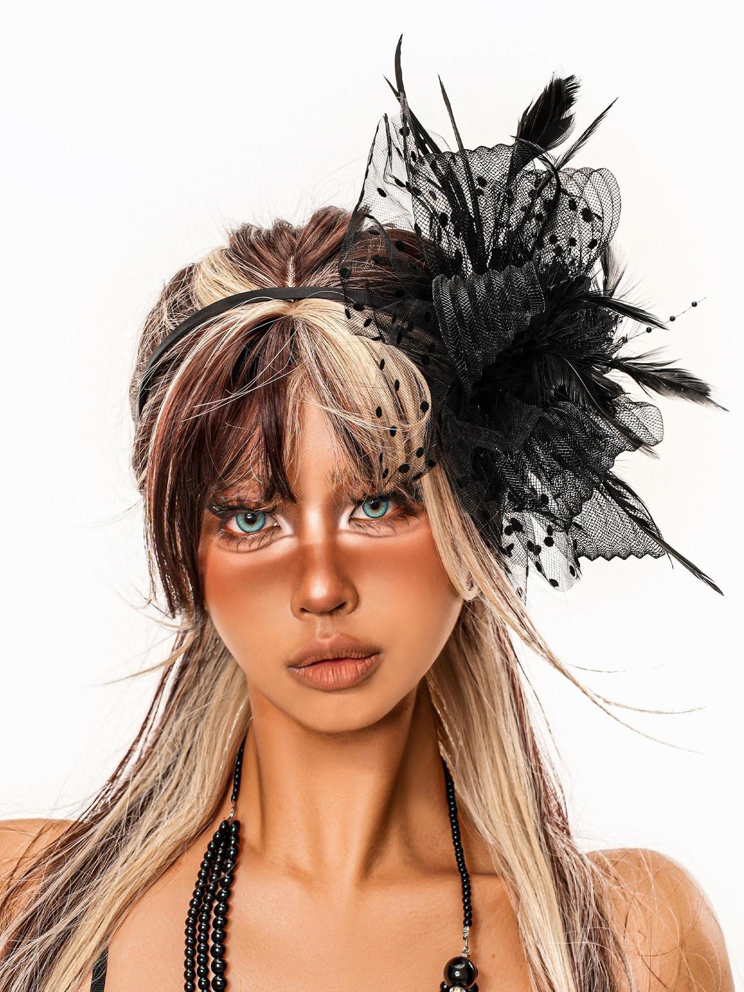 sugartiger Caramel Leopard Vintage Gothic Handmade Women's Feather Headdresses