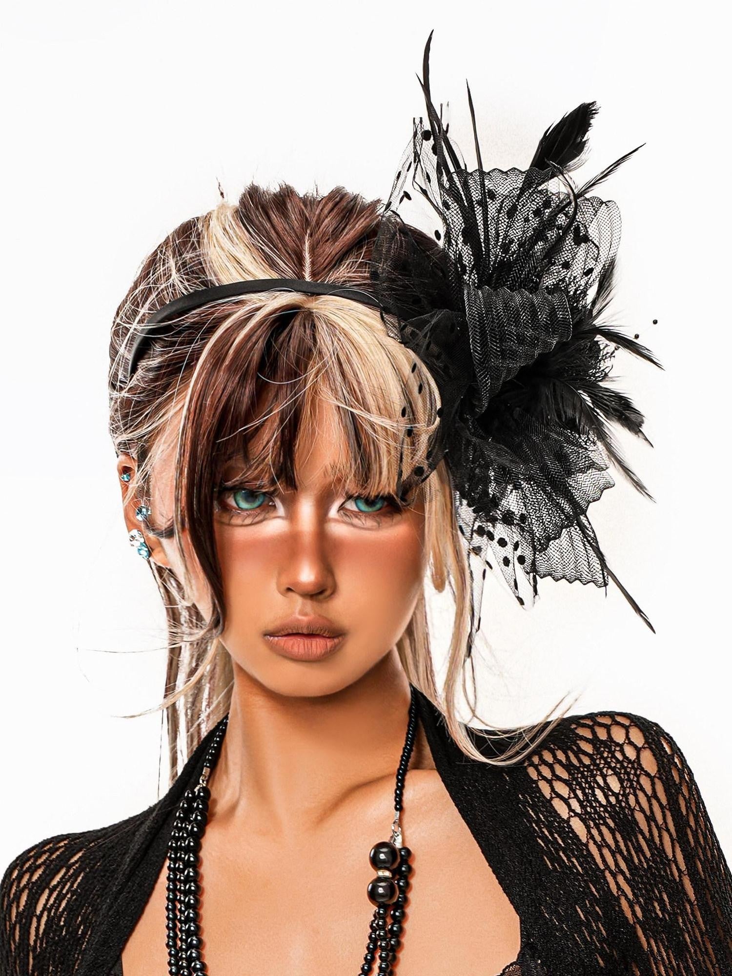 sugartiger Caramel Leopard Vintage Gothic Handmade Women's Feather Headdresses