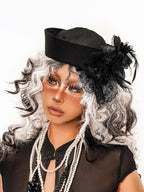 sugartiger Caramel Leopard Vintage Hepburn Women's Lace Mesh Spliced Round Top Headdresses