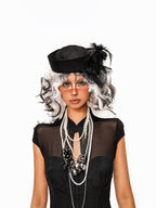 sugartiger Caramel Leopard Vintage Hepburn Women's Lace Mesh Spliced Round Top Headdresses