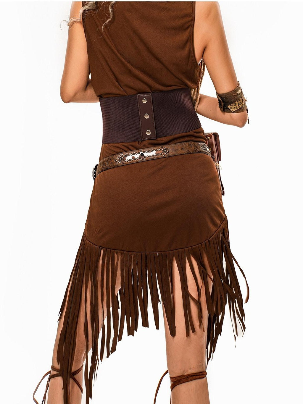 sugartiger Caramel Leopard Vintage Lace Up Waist Cincher Wide Punk Layering Women's Belts