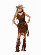 sugartiger Caramel Leopard Vintage Lace Up Waist Cincher Wide Punk Layering Women's Belts