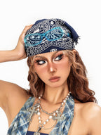 sugartiger Caramel Leopard Vintage Paisley Floral Print Korean Style Women's Headdresses