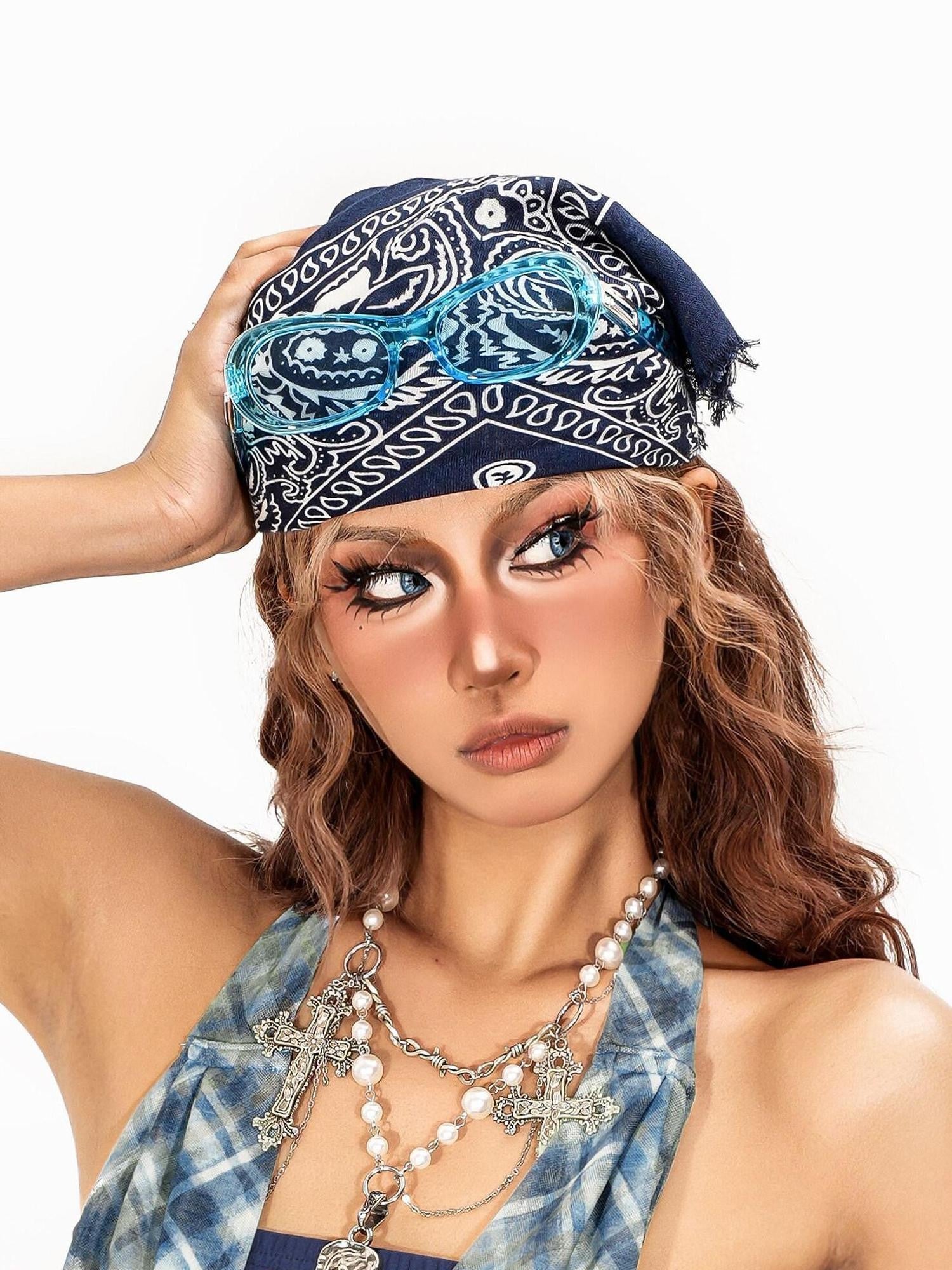 sugartiger Caramel Leopard Vintage Paisley Floral Print Korean Style Women's Headdresses