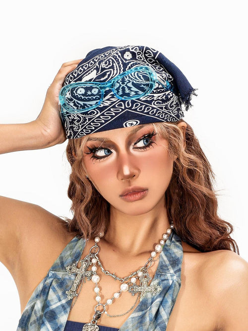 sugartiger Caramel Leopard Vintage Paisley Floral Print Korean Style Women's Headdresses