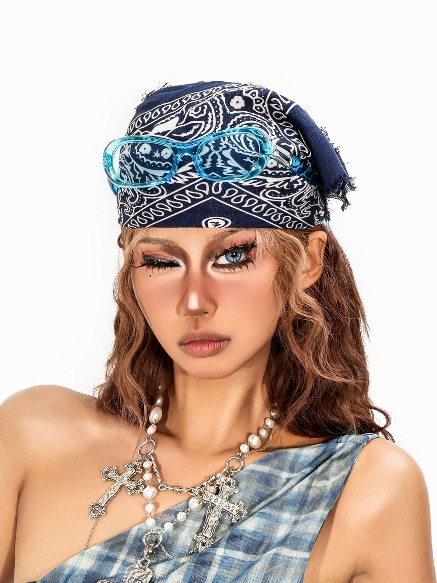 sugartiger Caramel Leopard Vintage Paisley Floral Print Korean Style Women's Headdresses