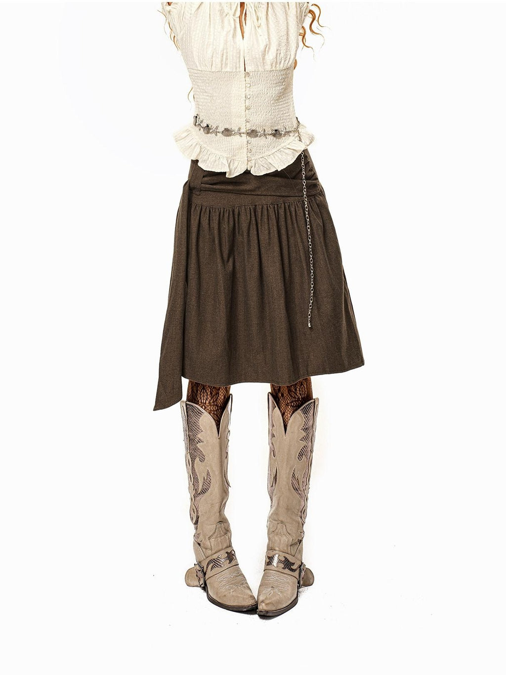 sugartiger Caramel Leopard Vintage Silver Shell Chain Women's Metal Belts
