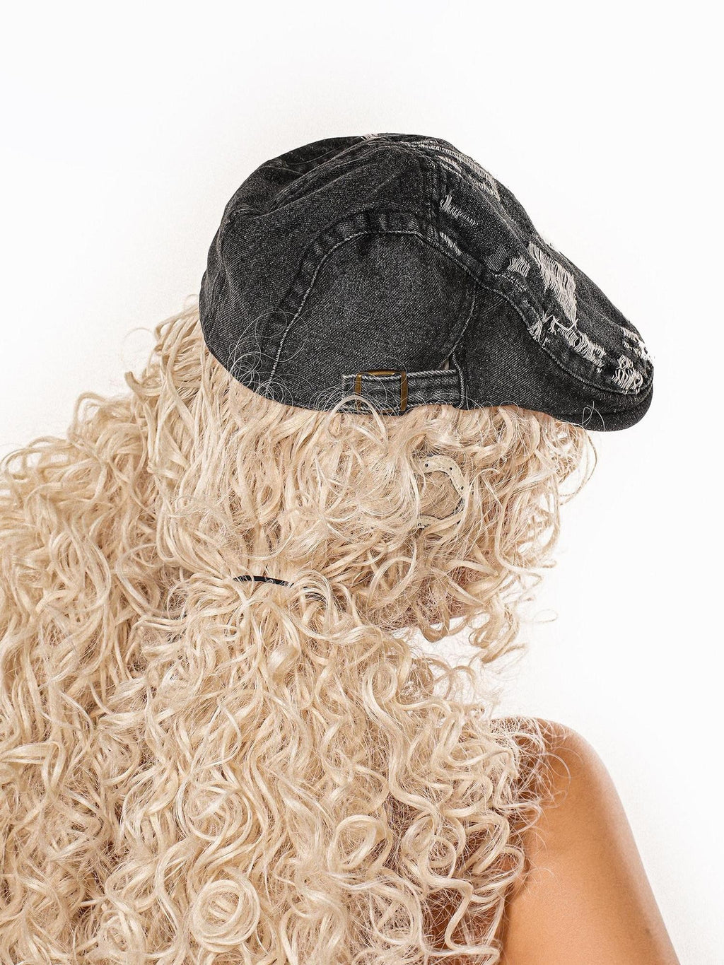 sugartiger Caramel Leopard Washed Adjustable Flat Top Painter Visor Women's Denim Berets