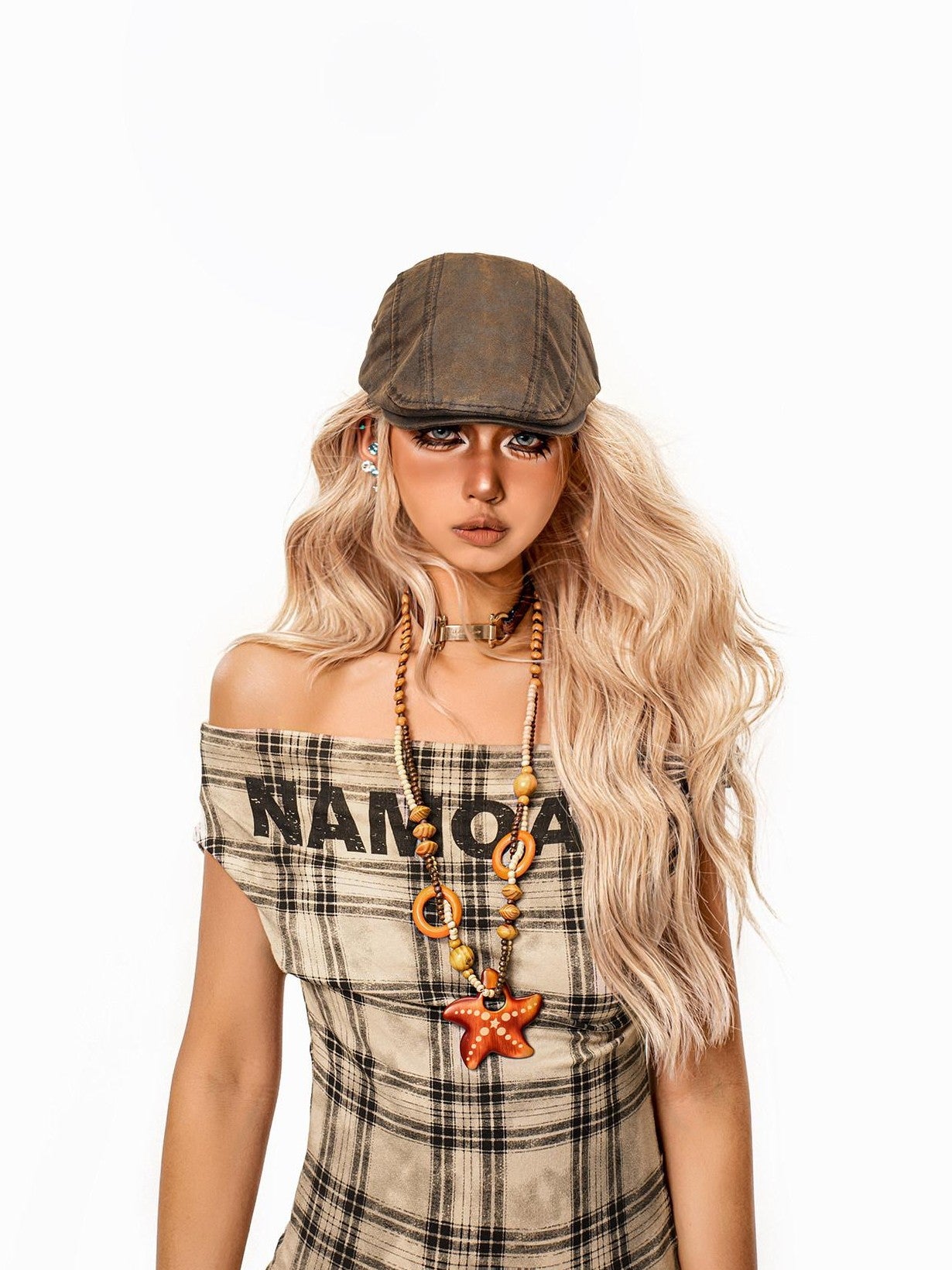 sugartiger Caramel Leopard Washed Distressed Flat Brim Round Top Women's Adjustable Berets