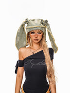 sugartiger Caramel Leopard Washed Distressed Rabbit Ear Vintage Women's Denim Hats