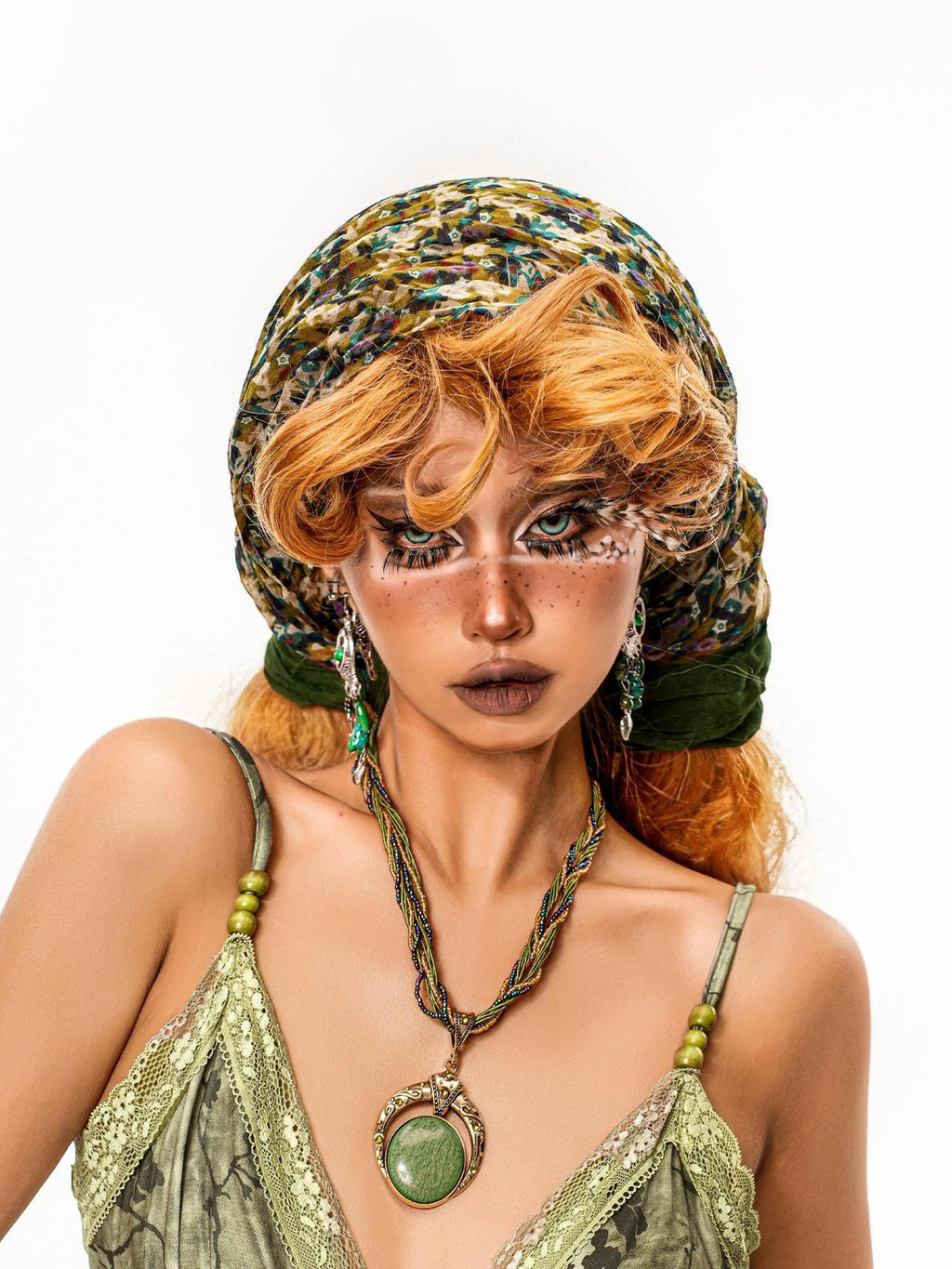 sugartiger Caramel Leopard Yellow Green Patchwork Floral Women's Scarves & Shawls