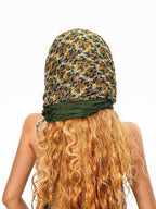 sugartiger Caramel Leopard Yellow Green Patchwork Floral Women's Scarves & Shawls