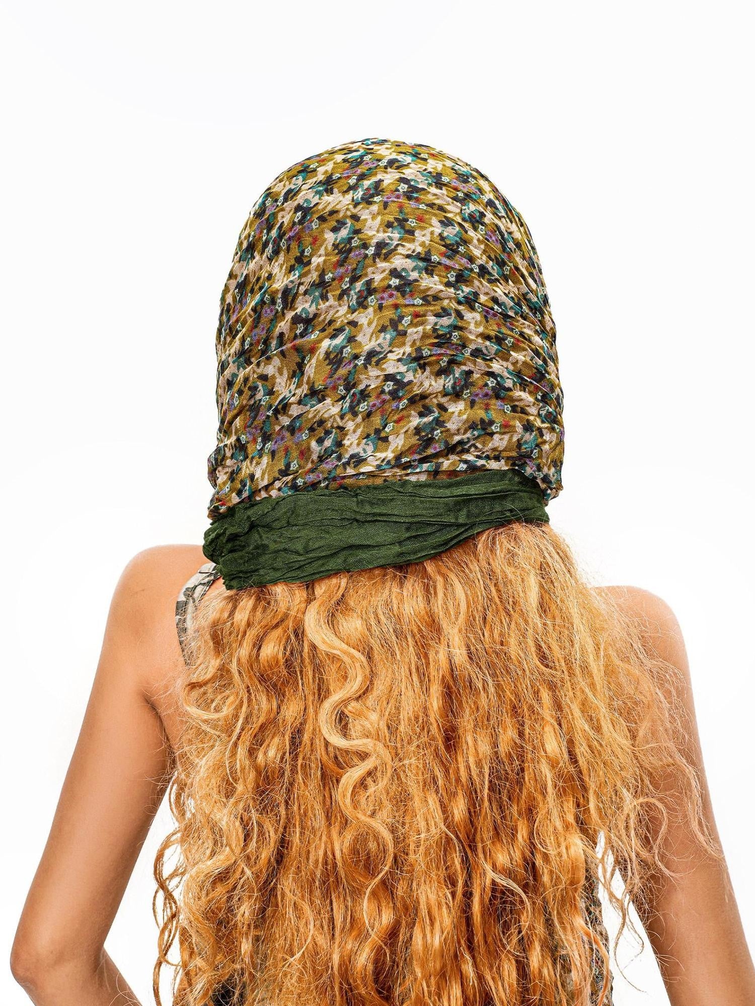 sugartiger Caramel Leopard Yellow Green Patchwork Floral Women's Scarves & Shawls