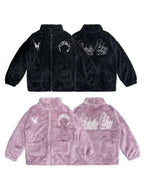 triSEGG Embroidered Coral Fleece Long Sleeve Long Pants Women's Top & Pants Sets