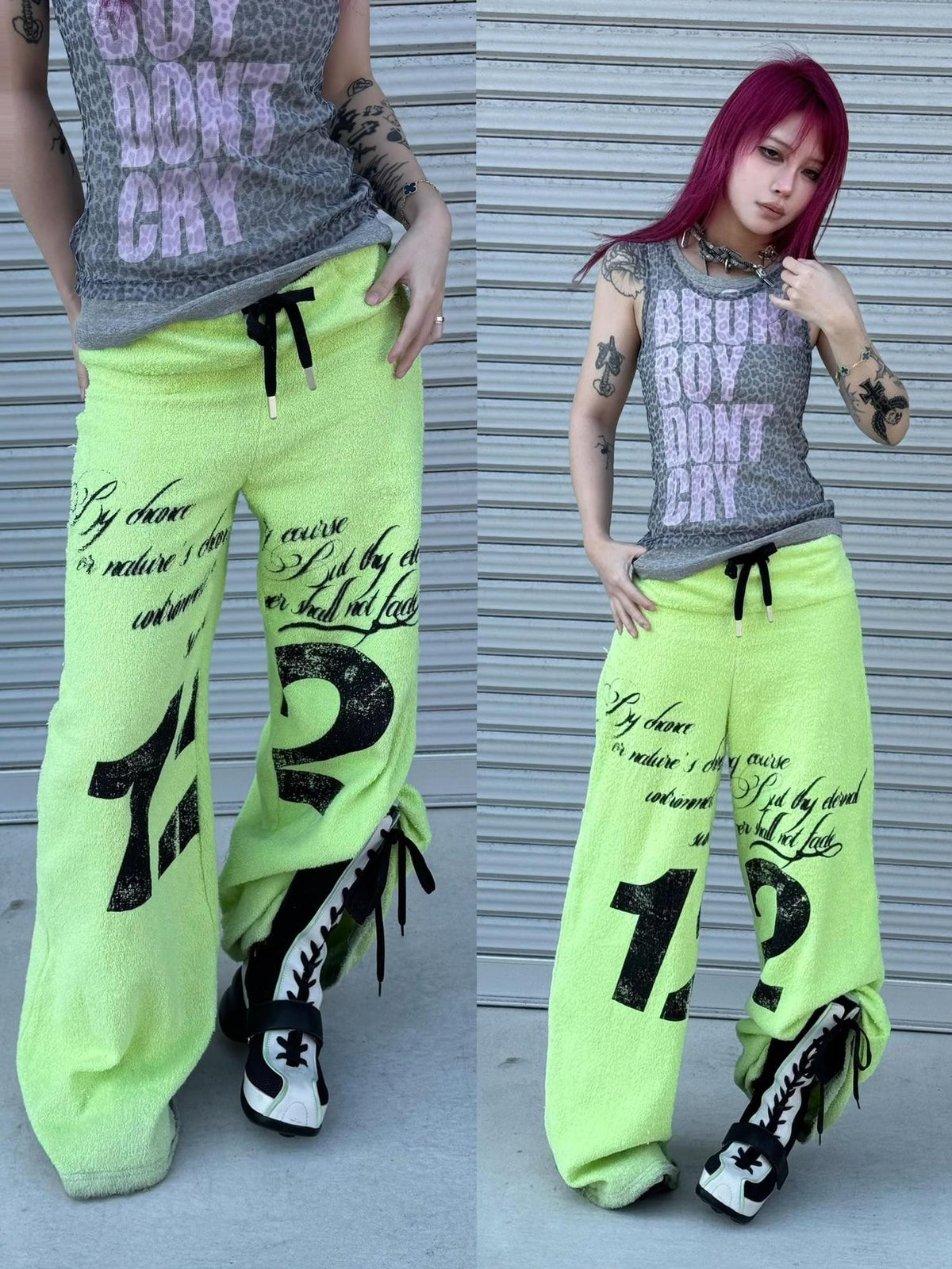 triSEGG Printed Drawstring Straight Leg Cotton Women's Sweatpants