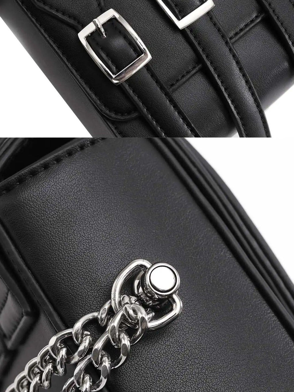 triSEGG Punk Metal Chain Rivet Studded Pu Square Cross Body Bags For Women's