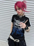 triSEGG Satin Webbing Print Crocodile Print Women's Cotton Short Sleeve T-shirts