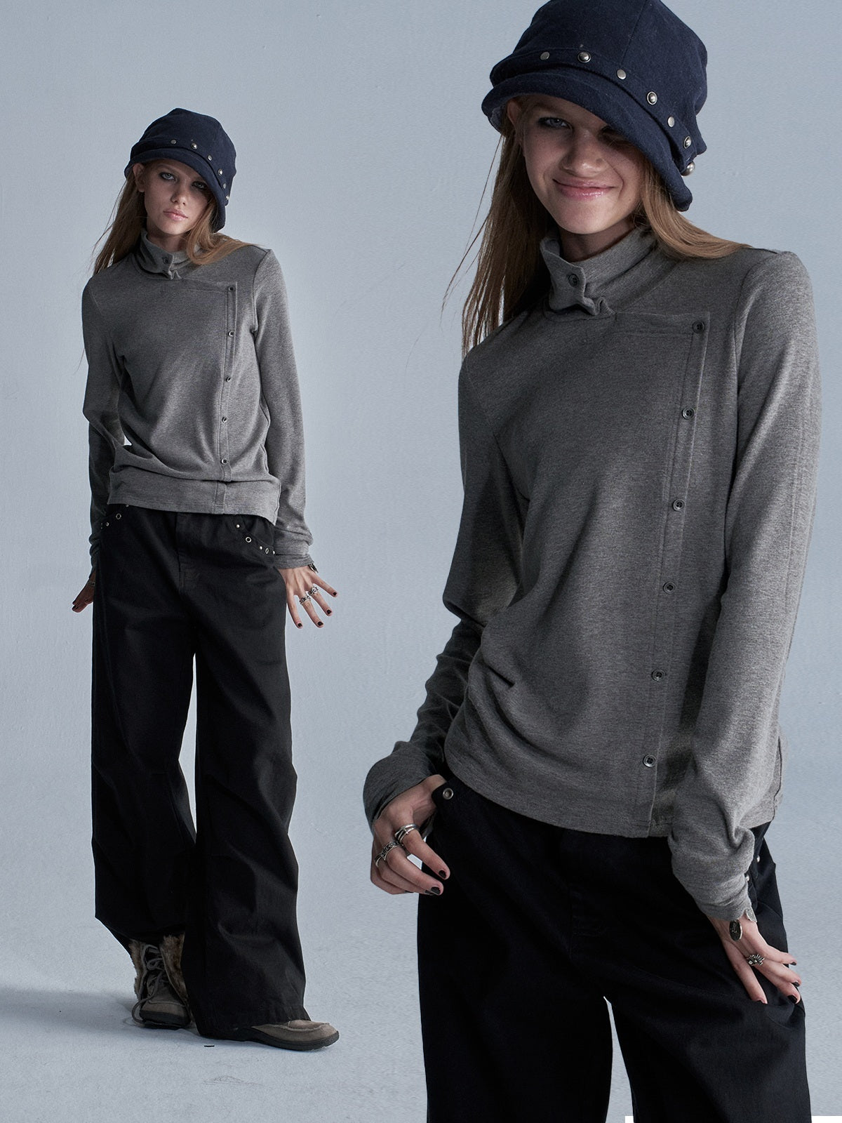 wear_And_tear_High_Neck_Button_Detail_Layered_Cuffs_Slim_Fit_Women's_Long_Sleeve_T-shirts_1080546183356_MISSTT