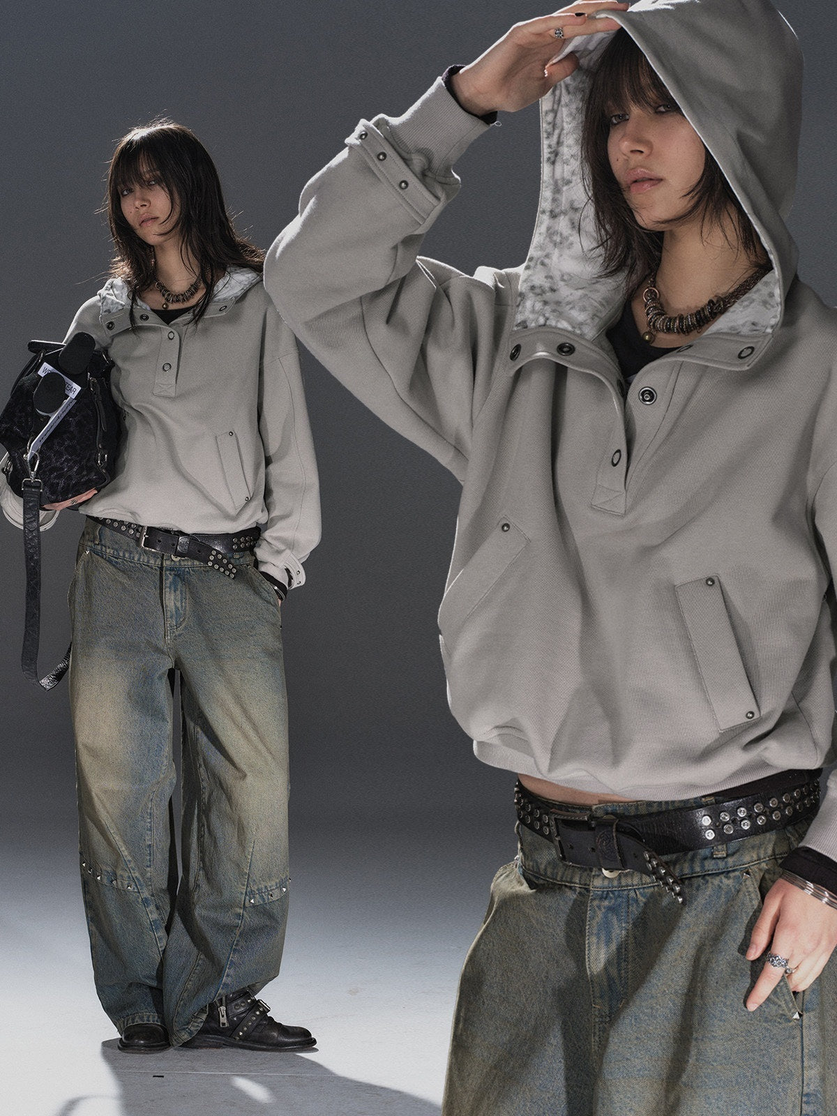 wear_And_tear_Leopard_Print_Rivet_Half_Placket_Hooded_Lace_Up_Cropped_Women's_Cotton_Sweatshirts_1007114003540_MISSTT