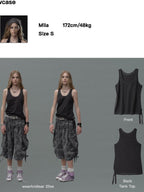wear And tear Punk Lace Up Contrast Stitch Asymmetric Loose Fit Women's Cotton Tank Tops