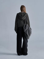 wear And tear Raw Edge Raglan Sleeve Zip Washed Loose Women's Cotton Hoodies
