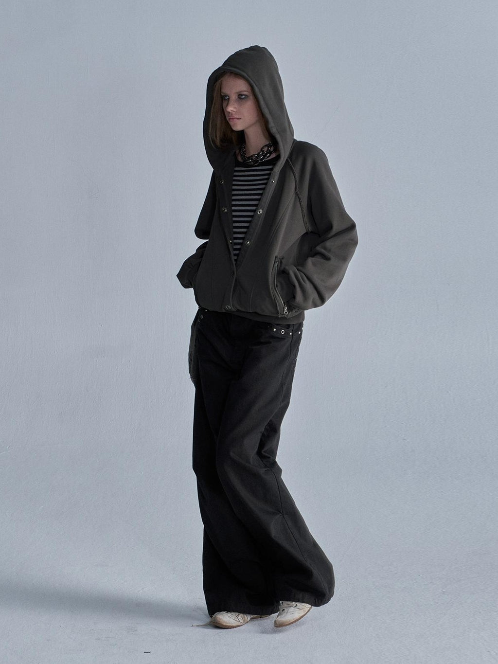 wear And tear Raw Edge Raglan Sleeve Zip Washed Loose Women's Cotton Hoodies