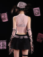 wsw 3d Rose Print Cutout Halter Women's Tank Tops