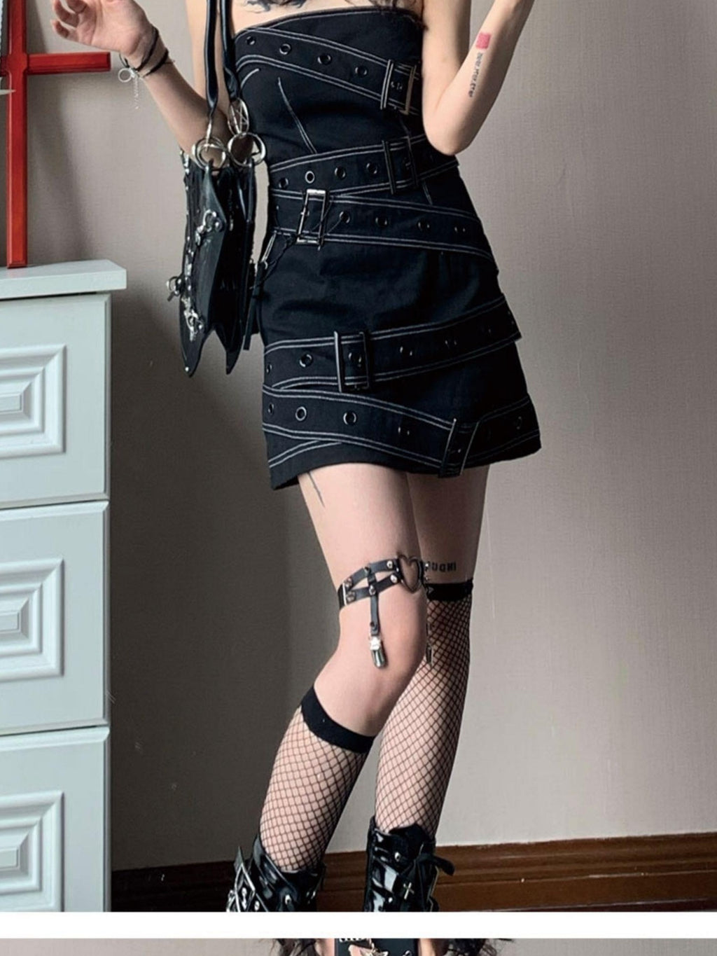 wsw Denim Hardware Y2k Women's Cotton Strapless Mini Dresses