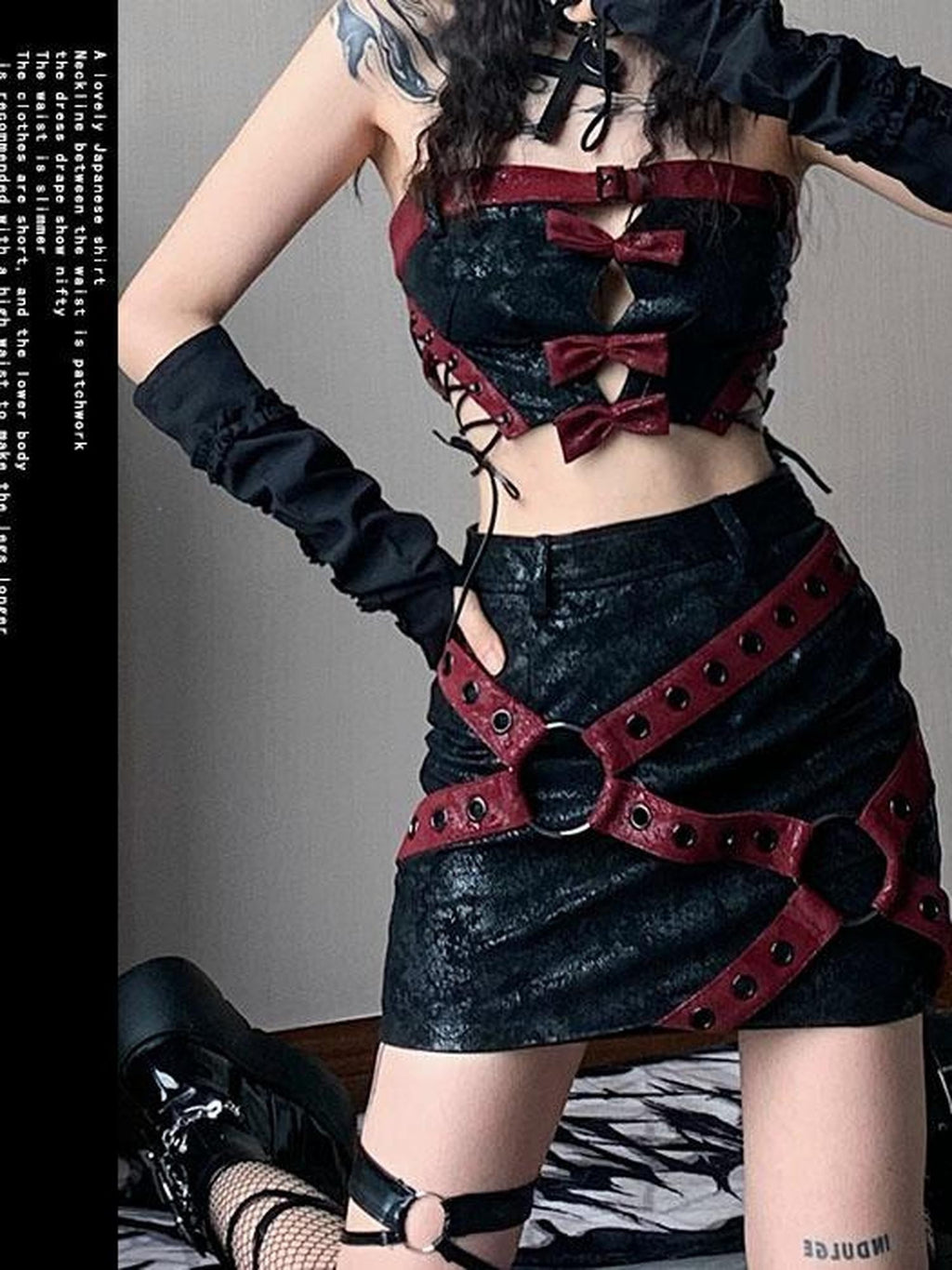 wsw Faux Leather Moto Biker Short Crop Women's Polyester Tube Tops