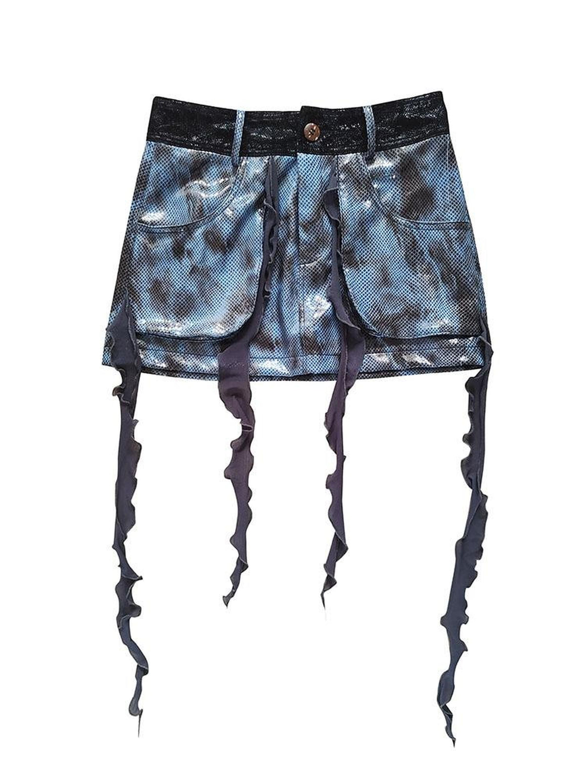 wsw Fringe Patchwork Faux Leather Women's A Line Mini Skirts